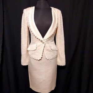 ST JOHN Ivory Suit / Bounce & Jacquard